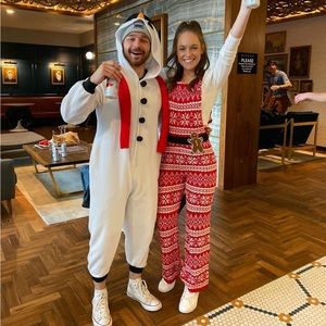 Ugly sweater overalls jumpsuit pants